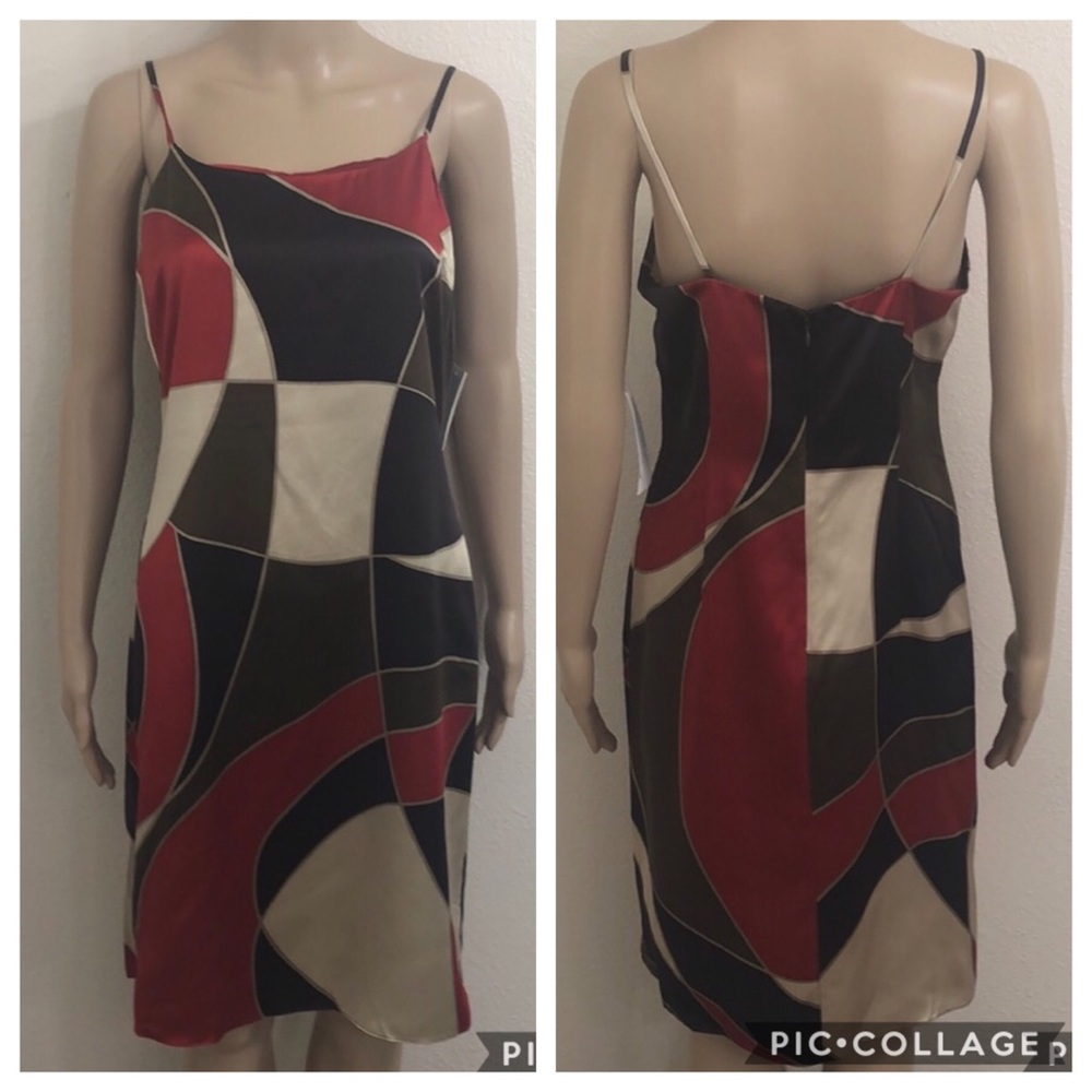 🆕 🌻 Calvin Klein Cardinal Combo 100% Silk Dress